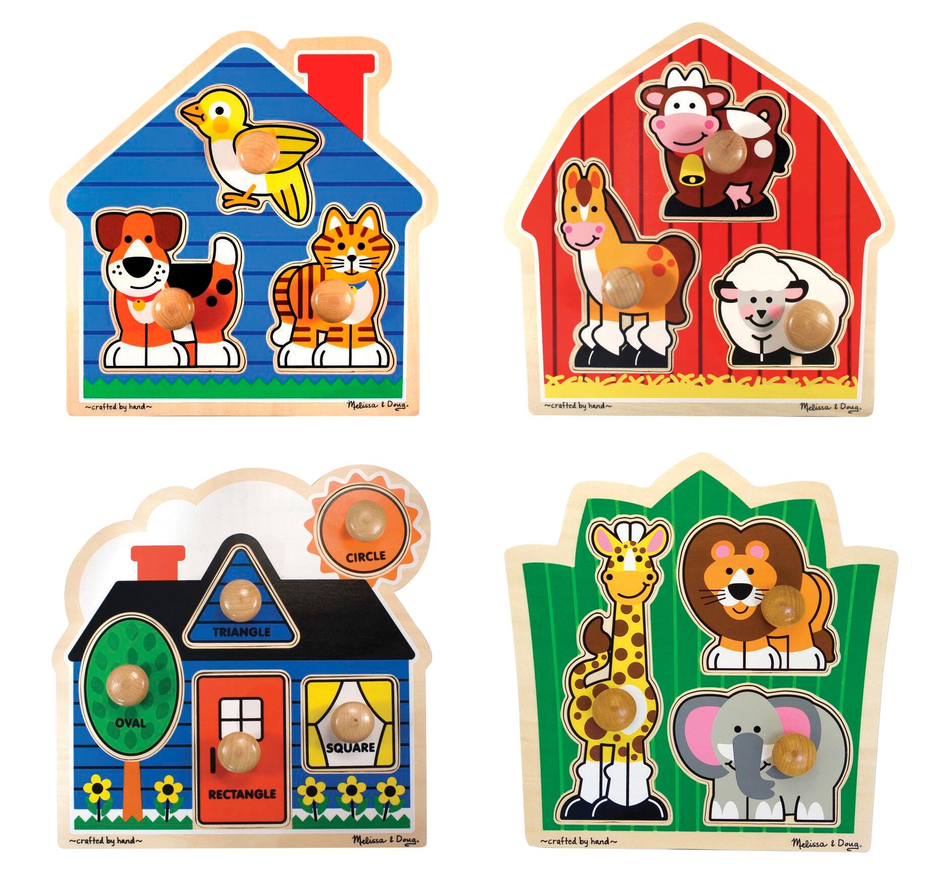 Melissa Doug Jumbo Knob Puzzles 3 to 4 Pieces Each Set of 4